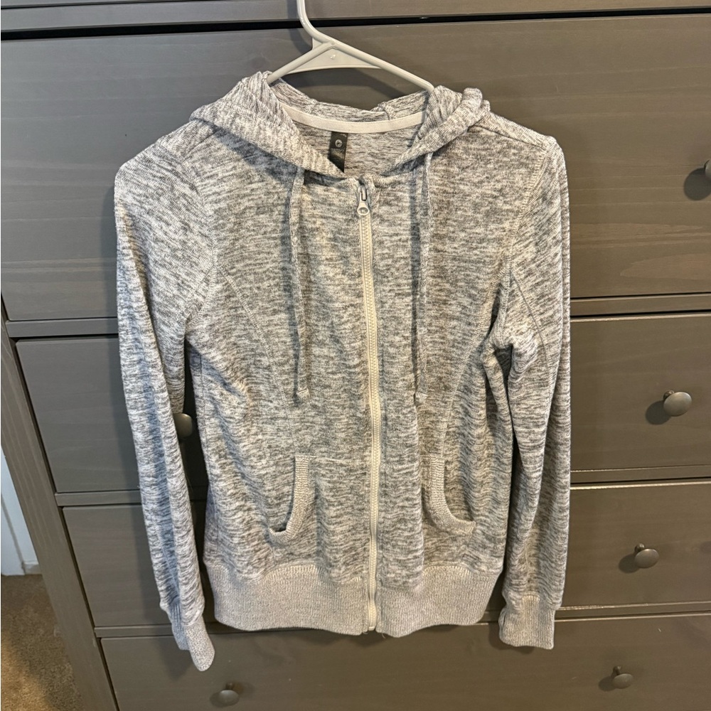 90 Degree By Reflex Light Gray Zip-Up Hoodie